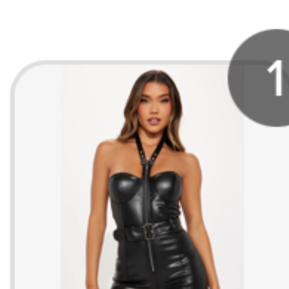 Fashion Nova Black Faux Leather Jumpsuit